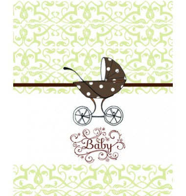 Baby Shower Thank You Cards, Brown Baby Buggy 